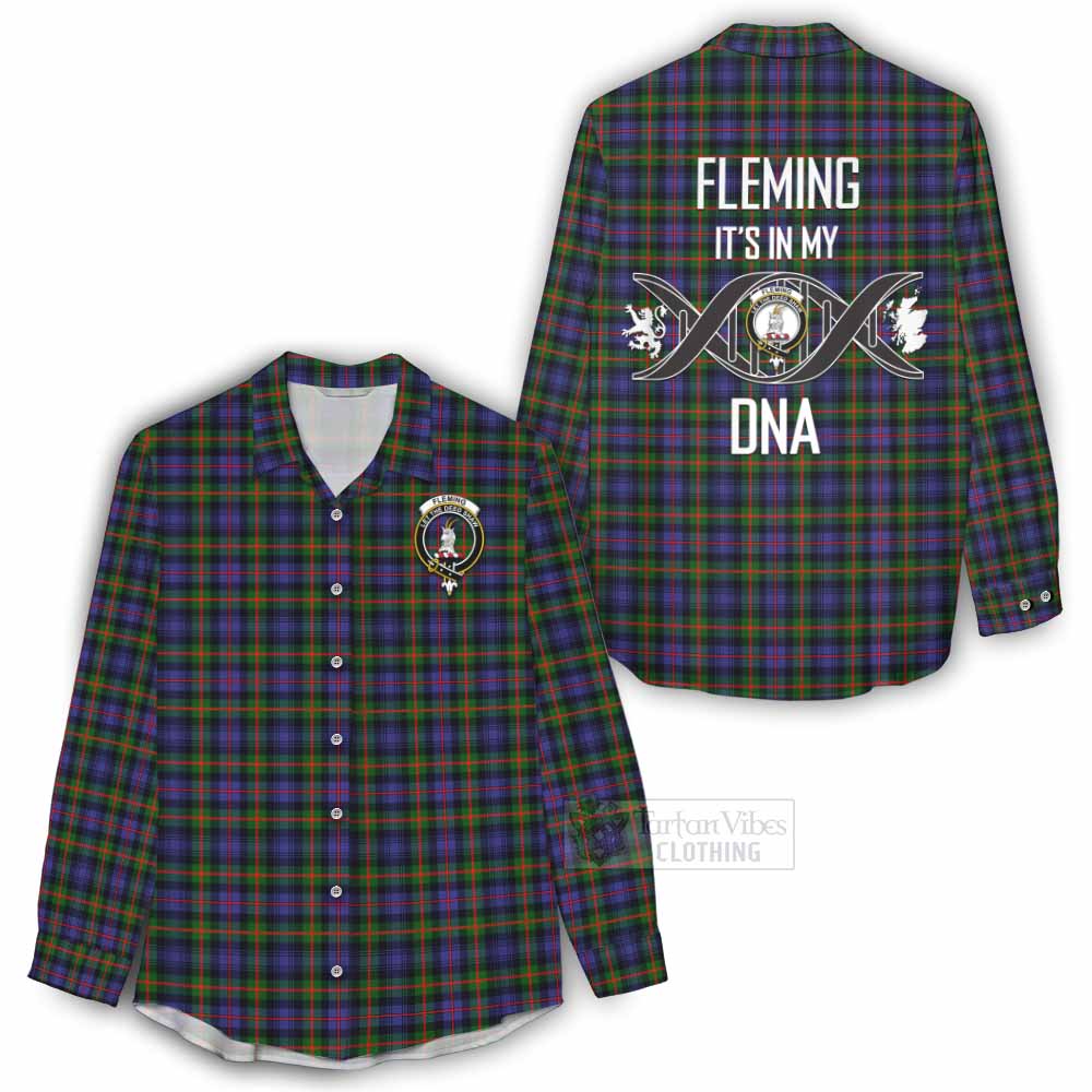 Tartan Vibes Clothing Fleming Tartan Women's Casual Shirt with Family Crest DNA In Me Style