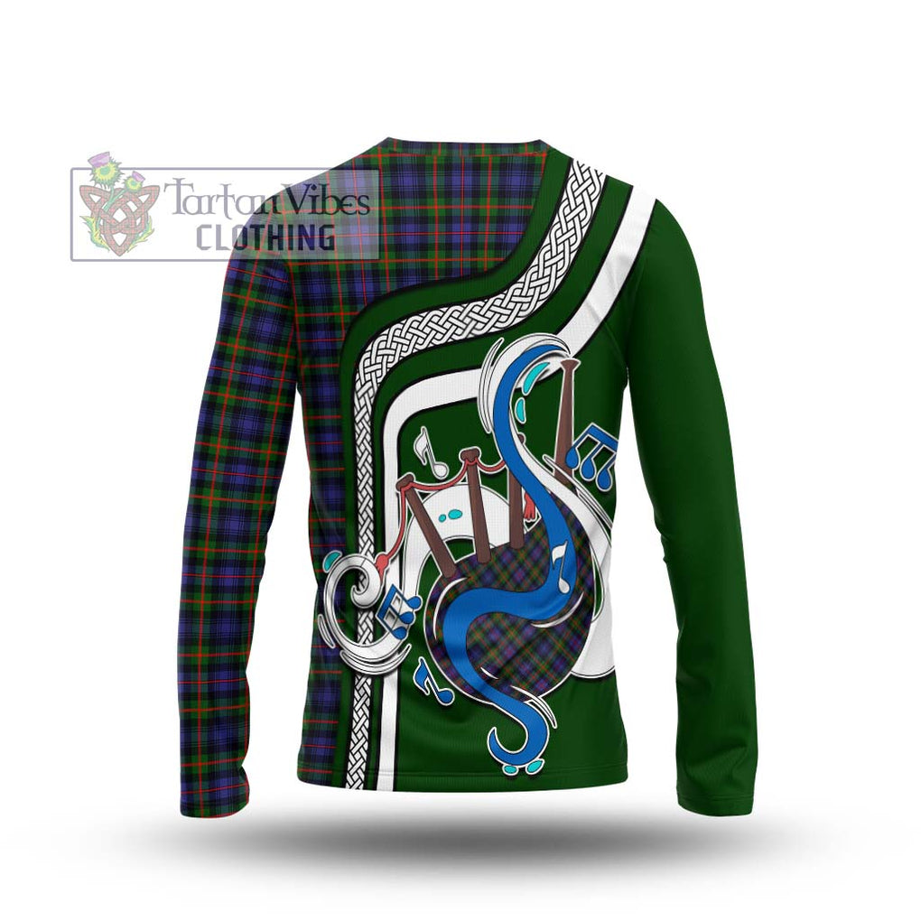 Tartan Vibes Clothing Fleming Tartan Long Sleeve T-Shirt with Epic Bagpipe Style