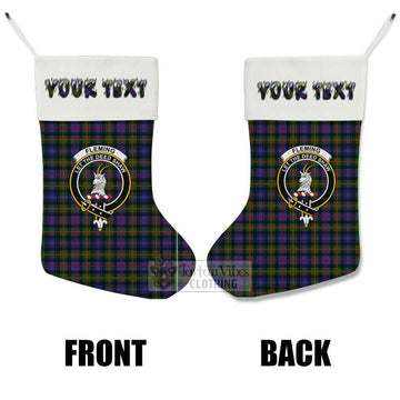 Fleming Tartan Family Crest Christmas Stocking with Personalized Text