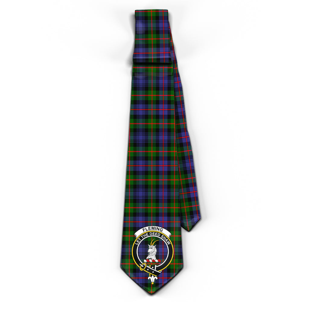 Fleming Tartan Classic Necktie with Family Crest - Tartan Vibes Clothing