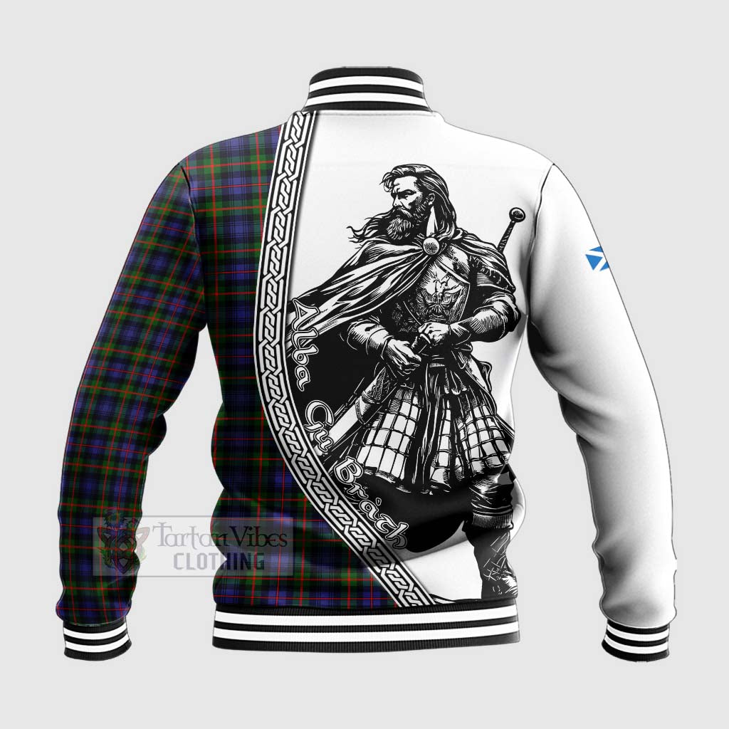 Tartan Vibes Clothing Fleming Tartan Clan Crest Baseball Jacket with Highlander Warrior Celtic Style