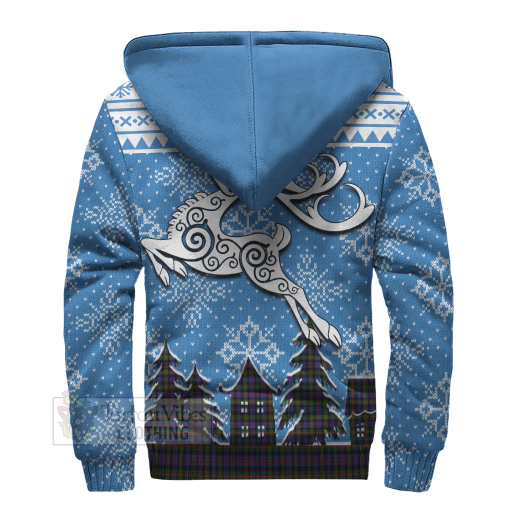 Tartan Vibes Clothing Fleming Clan Christmas Sherpa Hoodie Celtic Reindeer Style