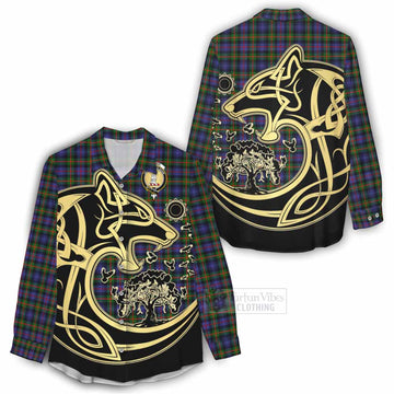 Fleming Tartan Women's Casual Shirt with Family Crest Celtic Wolf Style