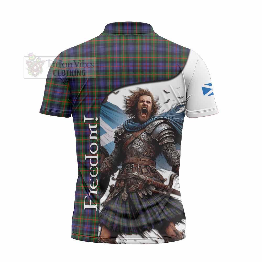 Tartan Vibes Clothing Fleming Crest Tartan Zipper Polo Shirt Inspired by the Freedom of Scottish Warrior