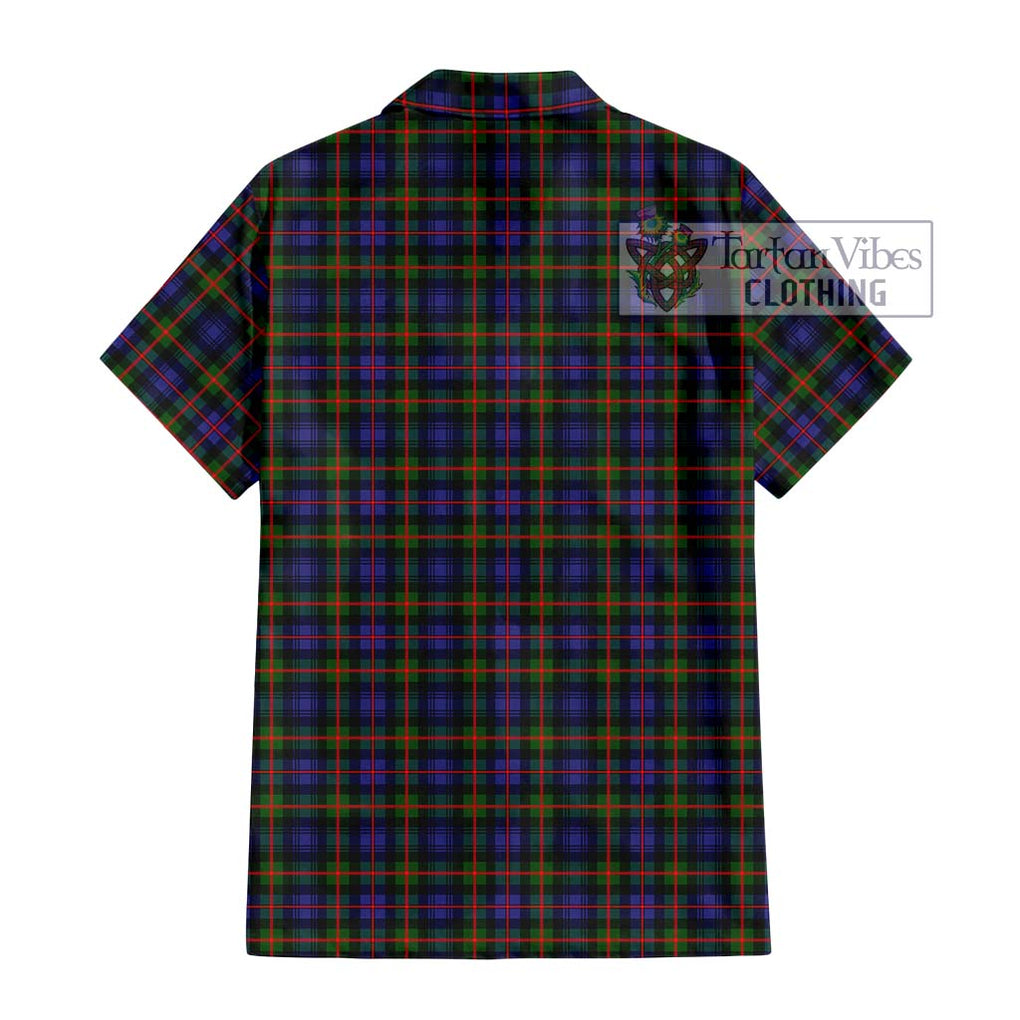 Fleming Tartan Short Sleeve Button Shirt with Family Crest DNA In Me Style - Tartanvibesclothing Shop