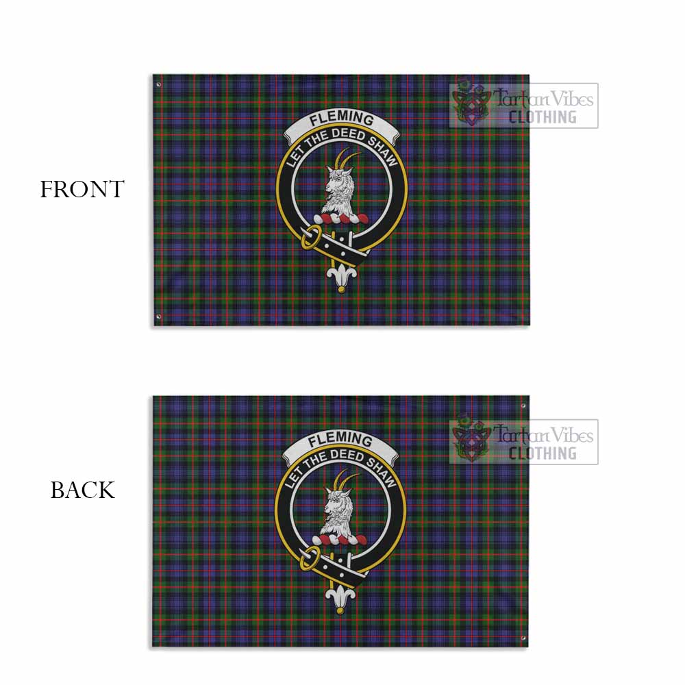 Tartan Vibes Clothing Fleming Tartan House Flag with Family Crest