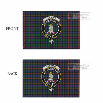 Fleming Tartan House Flag with Family Crest