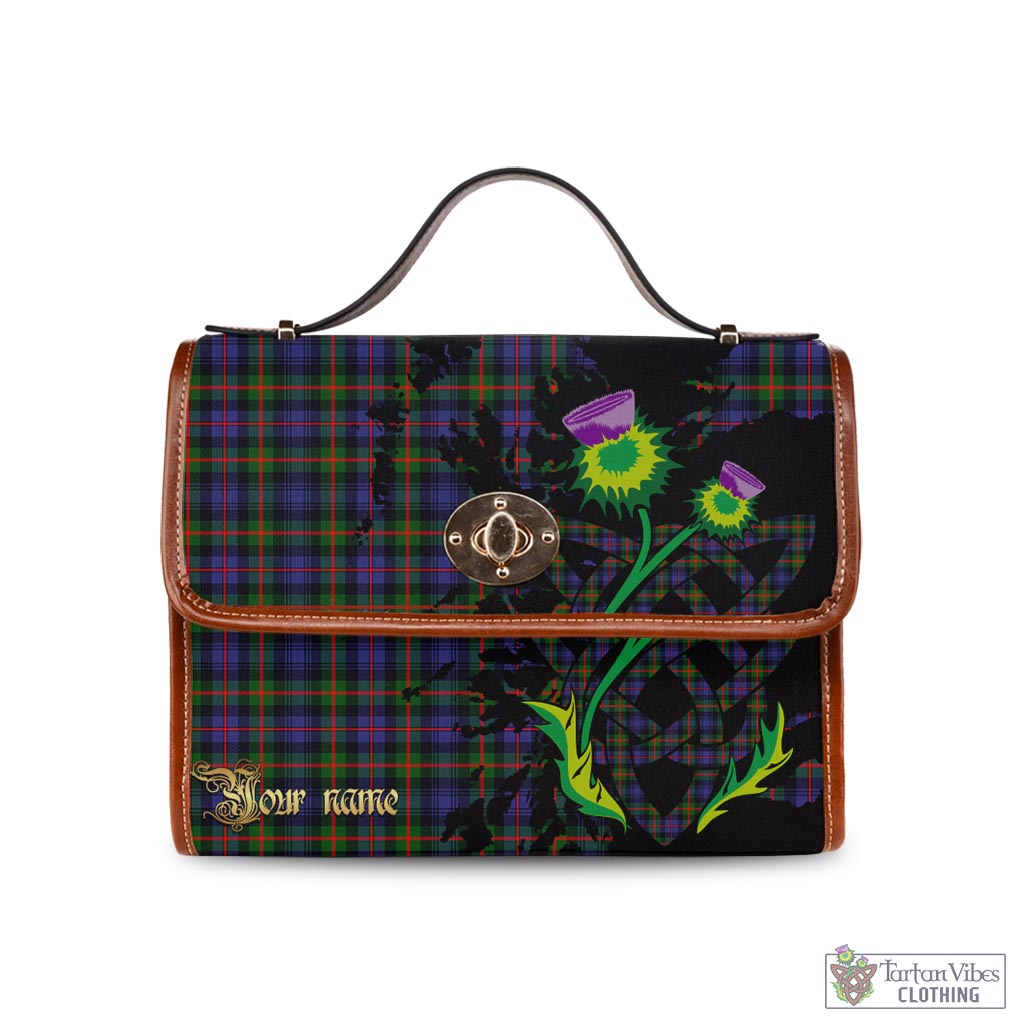 Tartan Vibes Clothing Fleming Tartan Waterproof Canvas Bag with Scotland Map and Thistle Celtic Accents