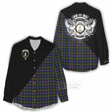 Fleming Tartan Women's Casual Shirt with Family Crest and Military Logo Style