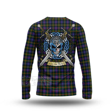 Fleming Tartan Long Sleeve T-Shirt with Family Crest Celtic Skull Style