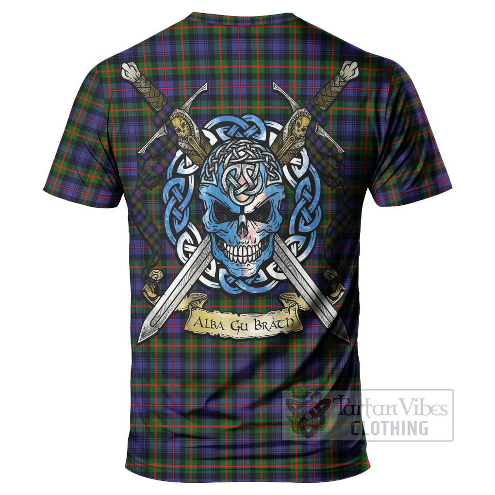 Tartan Vibes Clothing Fleming Tartan T-Shirt with Family Crest Celtic Skull Style