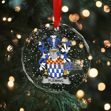 Fleming Irish Clan Christmas Glass Ornament with Coat of Arms