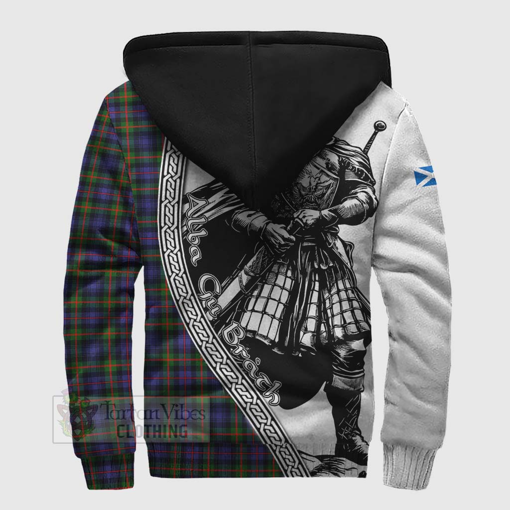 Tartan Vibes Clothing Fleming Tartan Clan Crest Sherpa Hoodie with Highlander Warrior Celtic Style