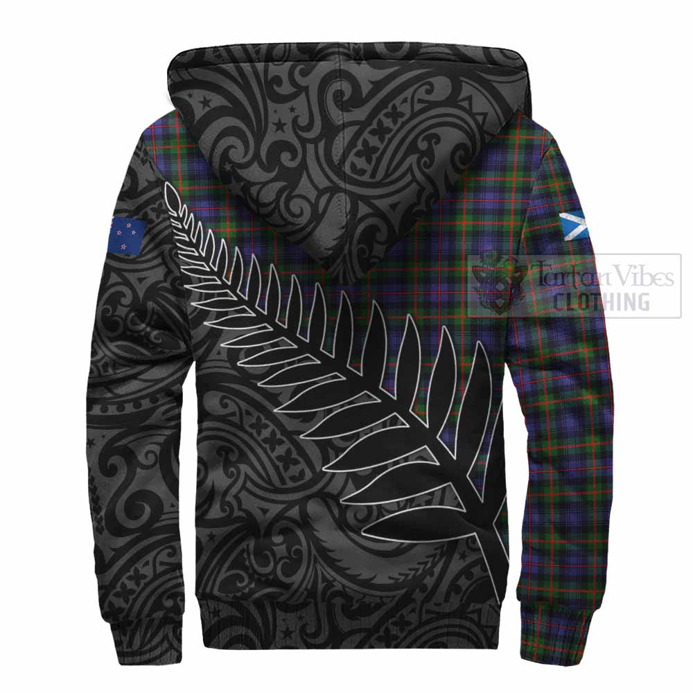 Tartan Vibes Clothing Fleming Crest Tartan Sherpa Hoodie with New Zealand Silver Fern Half Style