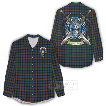 Fleming Tartan Women's Casual Shirt with Family Crest Celtic Skull Style