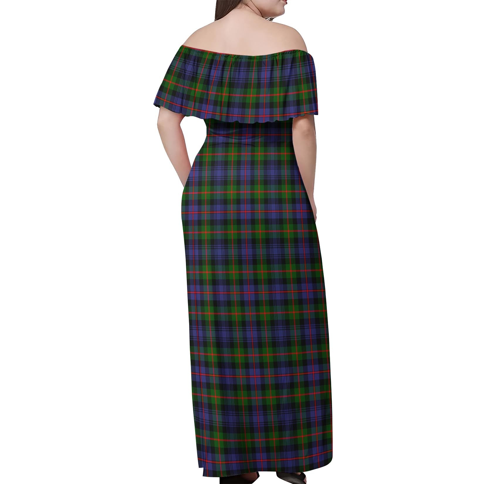 Fleming Tartan Off Shoulder Long Dress - Tartanvibesclothing