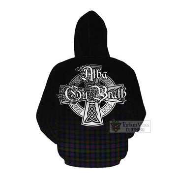 Fleming Tartan Cotton Hoodie Featuring Alba Gu Brath Family Crest Celtic Inspired