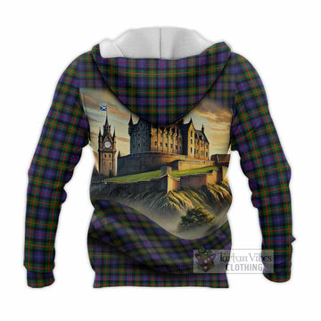 Fleming Tartan Family Crest Knitted Hoodie with Scottish Ancient Castle Style - Tartan Vibes Clothing