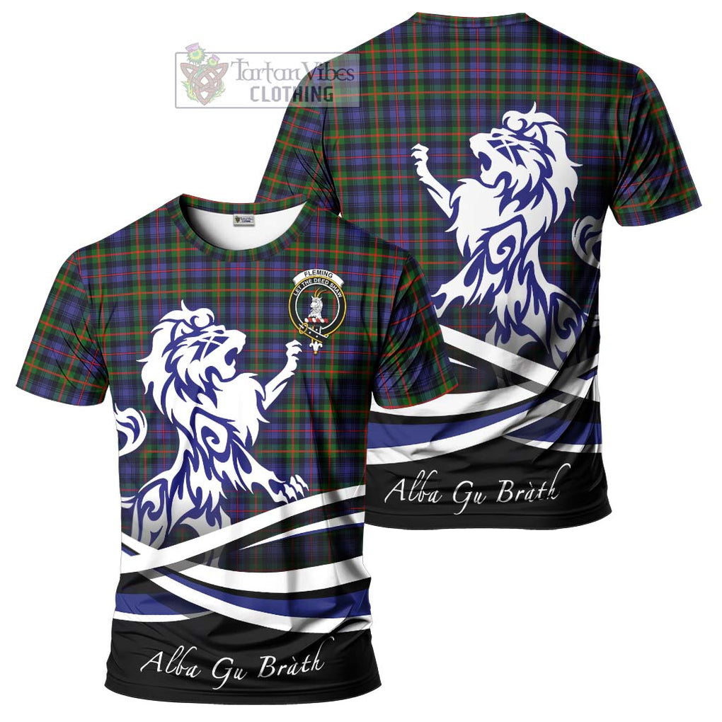 Tartan Vibes Clothing Fleming Tartan Cotton T-shirt with Alba Gu Brath Regal Lion Emblem