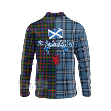 Fleming Tartan Long Sleeve Polo Shirt Happy St. Andrew's Day Half Tartan Style