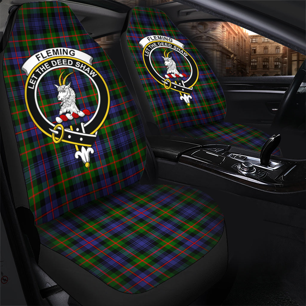 Fleming Tartan Car Seat Cover with Family Crest - Tartanvibesclothing