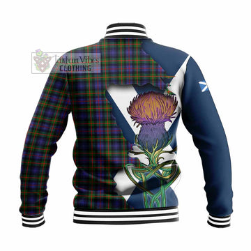 Fleming Tartan Family Crest Baseball Jacket Scottish Thistle Celtic Inspired - Tartan Vibes Clothing