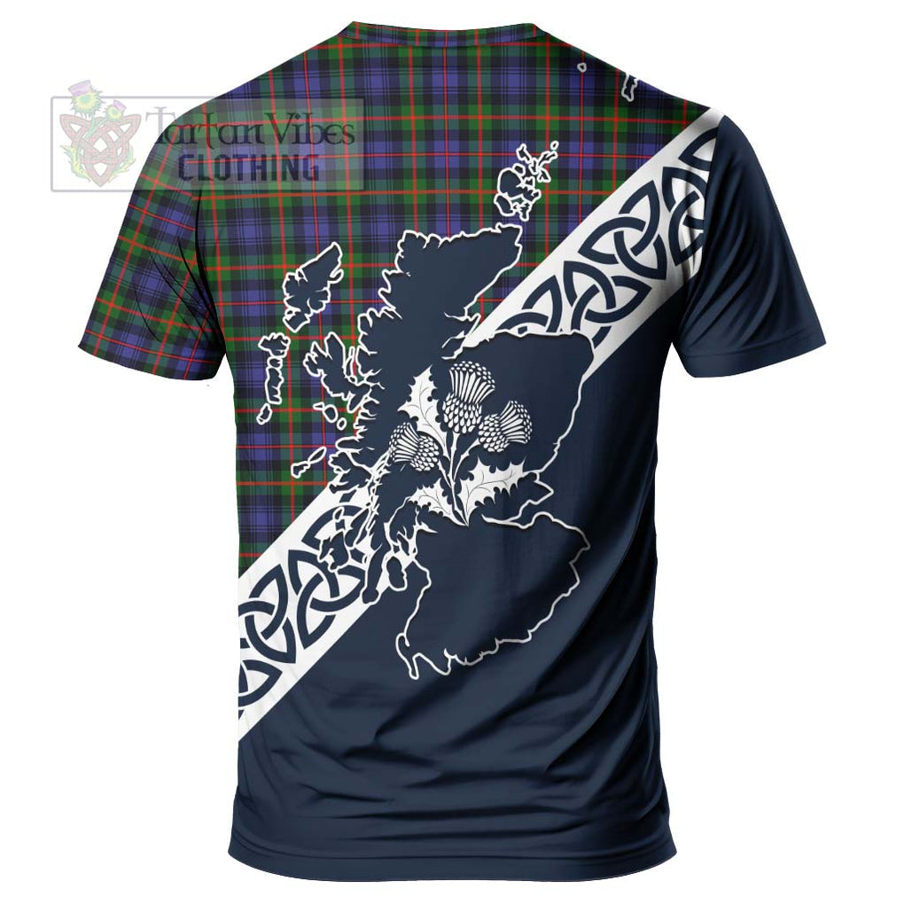 Fleming Tartan T-Shirt Featuring Thistle and Scotland Map