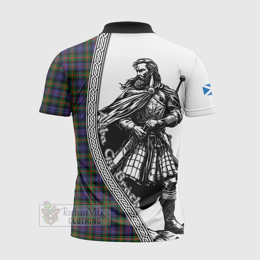 Tartan Vibes Clothing Fleming Tartan Clan Crest Zipper Polo Shirt with Highlander Warrior Celtic Style