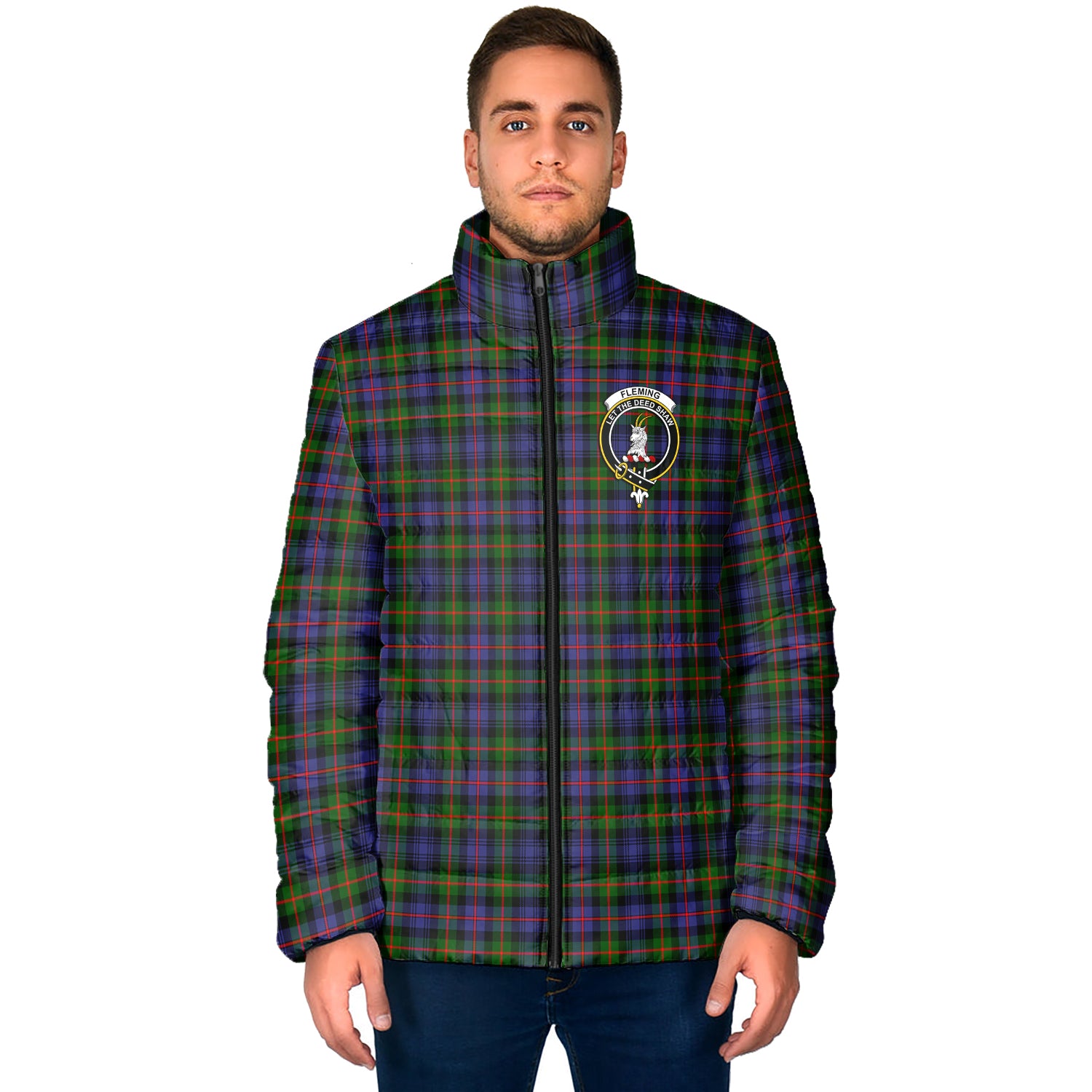 Fleming Tartan Padded Jacket with Family Crest - Tartan Vibes Clothing