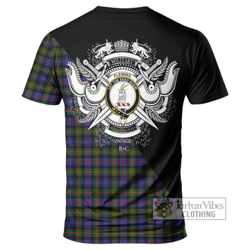 Fleming Tartan T-Shirt with Family Crest and Military Logo Style