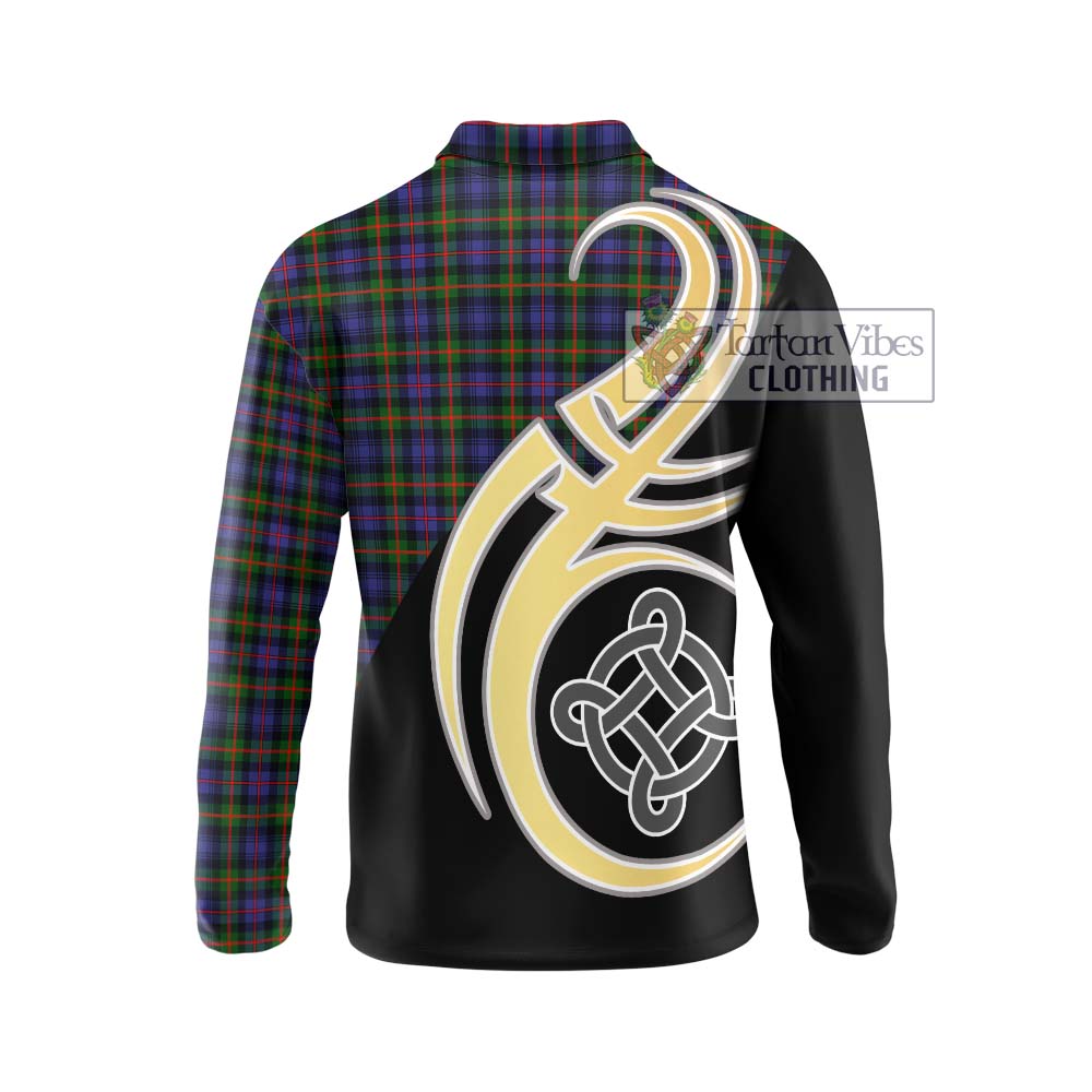 Fleming Tartan Long Sleeve Polo Shirt with Family Crest and Celtic Symbol Style - Tartan Vibes Clothing