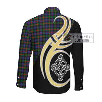 Fleming Tartan Long Sleeve Button Shirt with Family Crest and Celtic Symbol Style