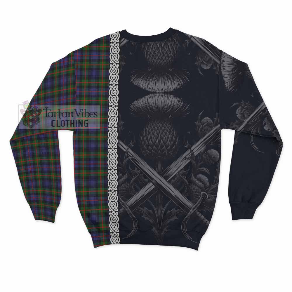 Tartan Vibes Clothing Fleming Tartan Sweatshirt with Family Crest Cross Sword Thistle Celtic Vibes