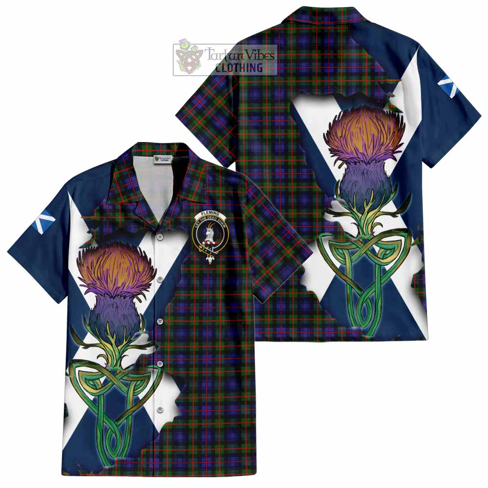 Fleming Tartan Family Crest Hawaiian Shirt Scottish Thistle Celtic Inspired - Tartan Vibes Clothing