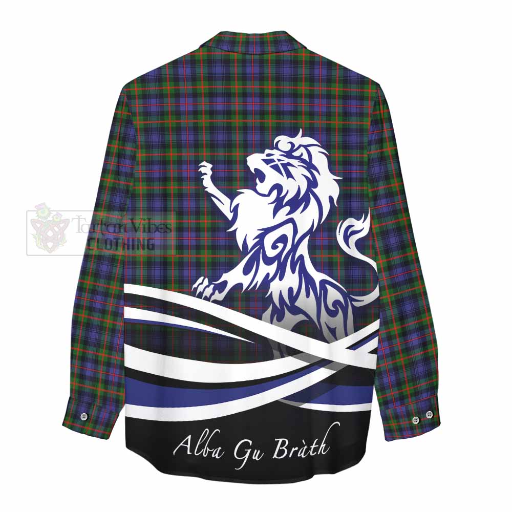 Tartan Vibes Clothing Fleming Tartan Women's Casual Shirt with Alba Gu Brath Regal Lion Emblem