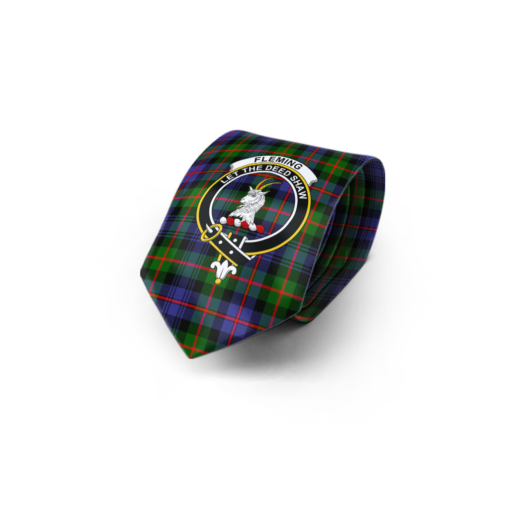 Fleming Tartan Classic Necktie with Family Crest - Tartan Vibes Clothing