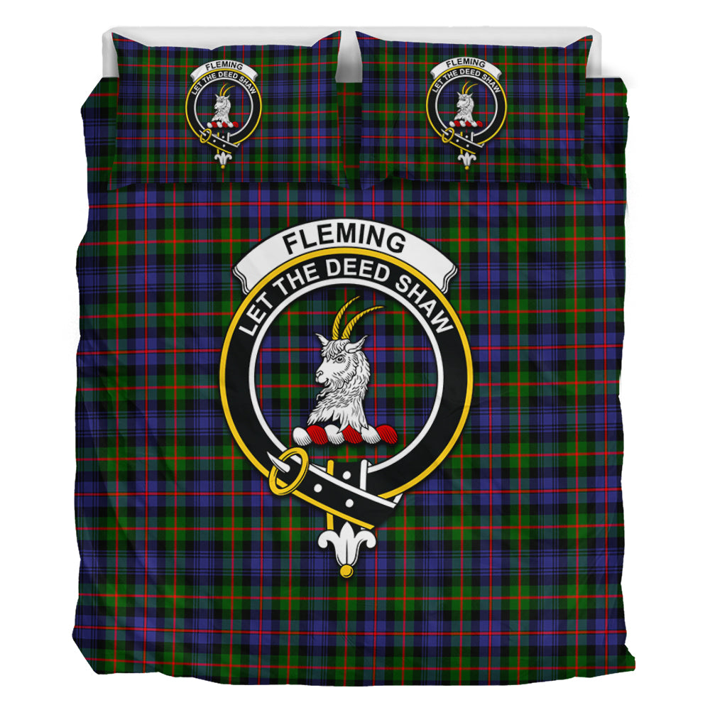 Fleming Tartan Bedding Set with Family Crest - Tartan Vibes Clothing