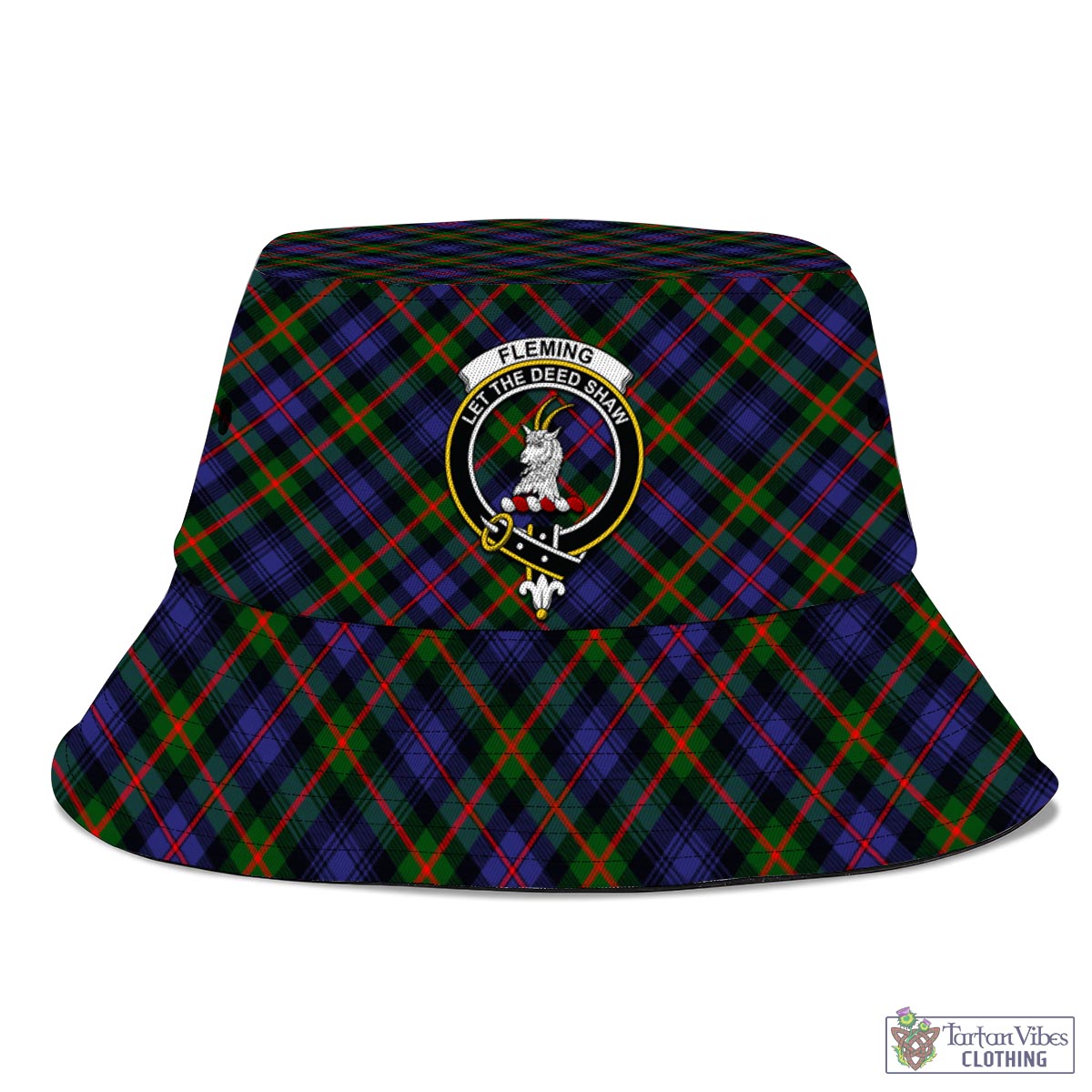 Tartan Vibes Clothing Fleming Tartan Bucket Hat with Family Crest