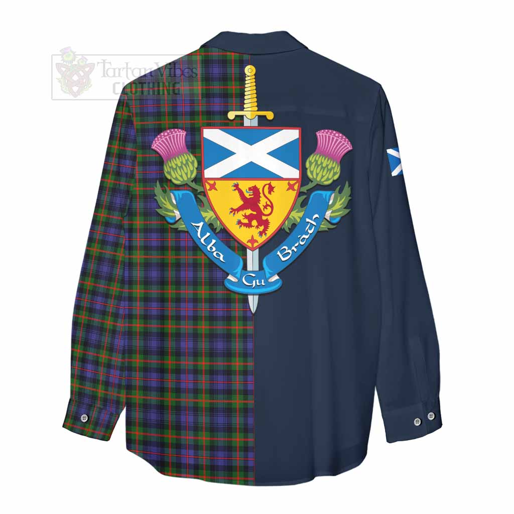 Tartan Vibes Clothing Fleming Tartan Women's Casual Shirt Alba with Scottish Lion Royal Arm Half Style