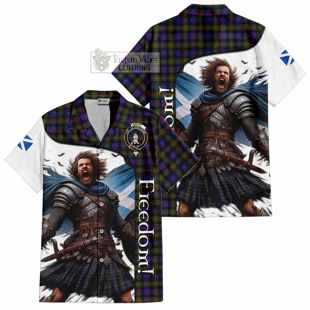 Tartan Vibes Clothing Fleming Crest Tartan Short Sleeve Button Shirt Inspired by the Freedom of Scottish Warrior