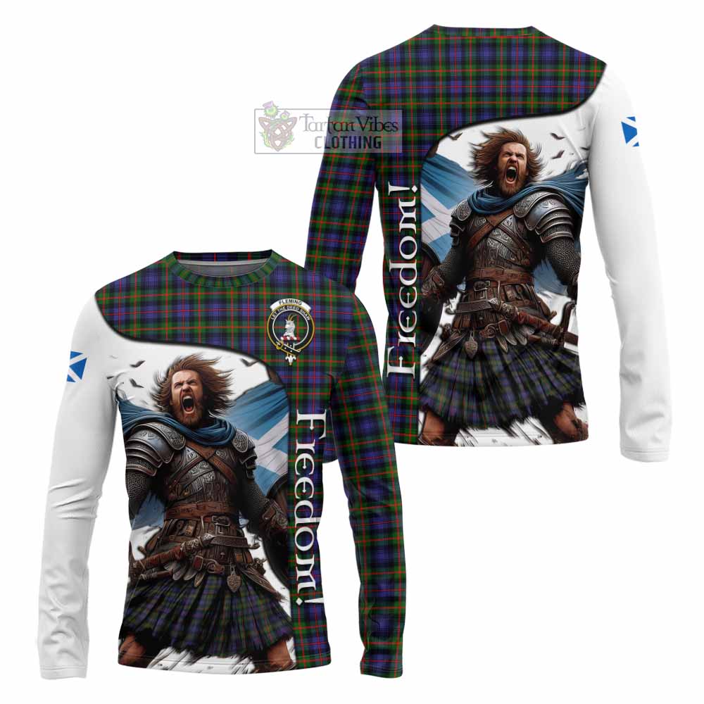 Tartan Vibes Clothing Fleming Crest Tartan Long Sleeve T-Shirt Inspired by the Freedom of Scottish Warrior