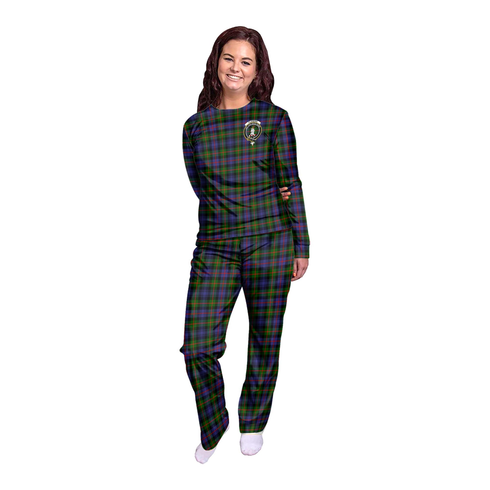 Fleming Tartan Pajamas Family Set with Family Crest - Tartan Vibes Clothing