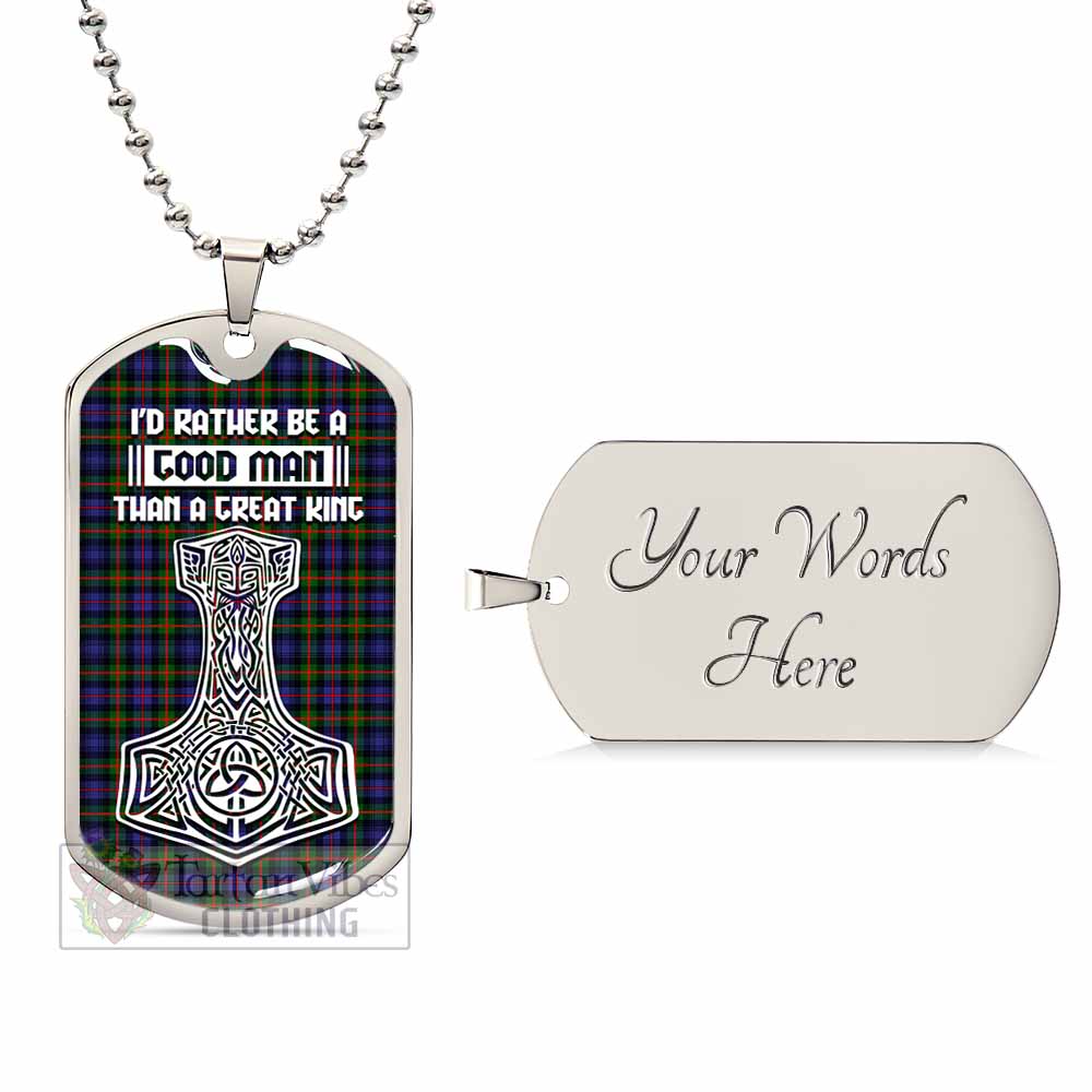 Tartan Vibes Clothing Fleming Tartan Dog Tag Necklace Viking Mjolnir Style