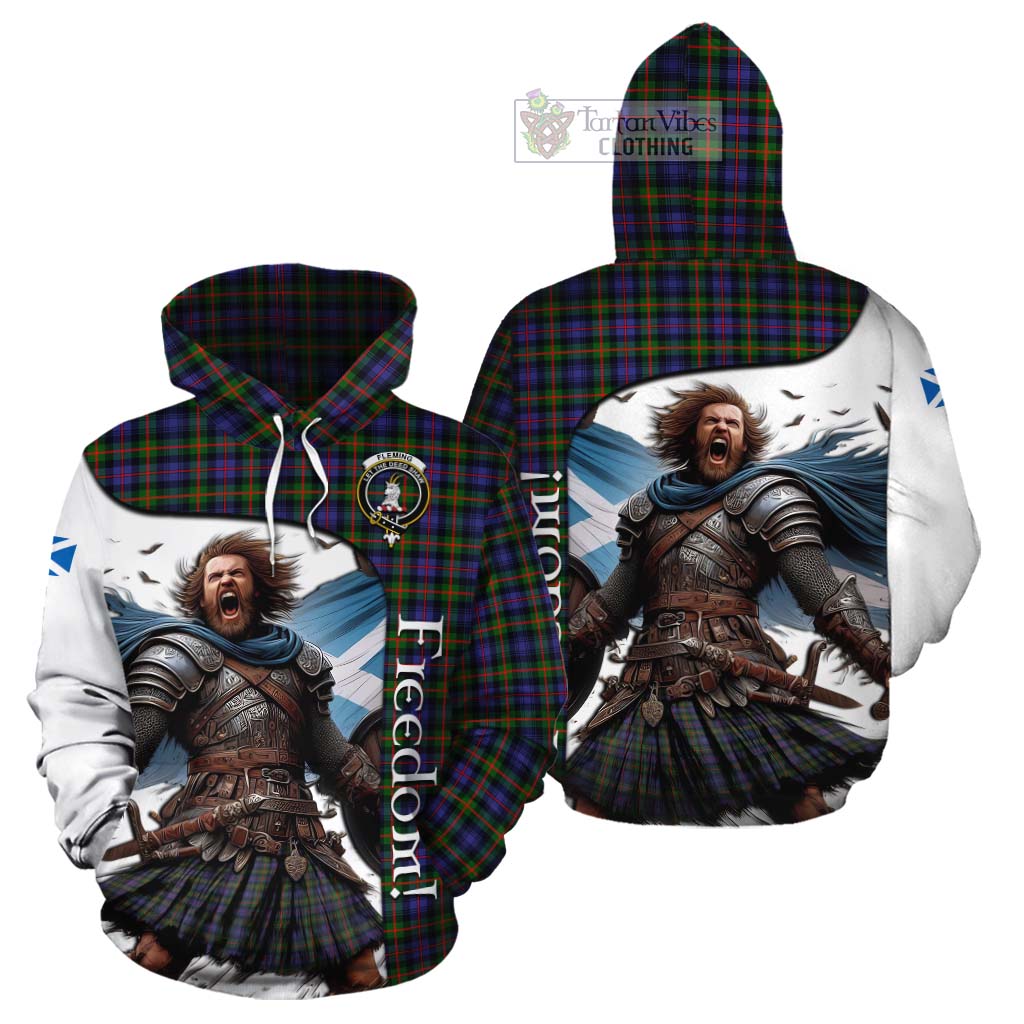 Tartan Vibes Clothing Fleming Crest Tartan Cotton Hoodie Inspired by the Freedom of Scottish Warrior