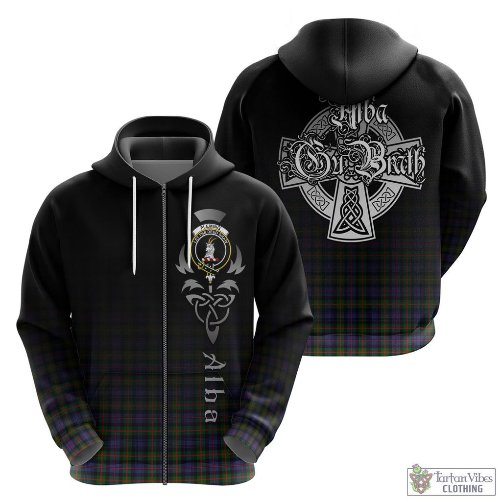 Tartan Vibes Clothing Fleming Tartan Hoodie Featuring Alba Gu Brath Family Crest Celtic Inspired