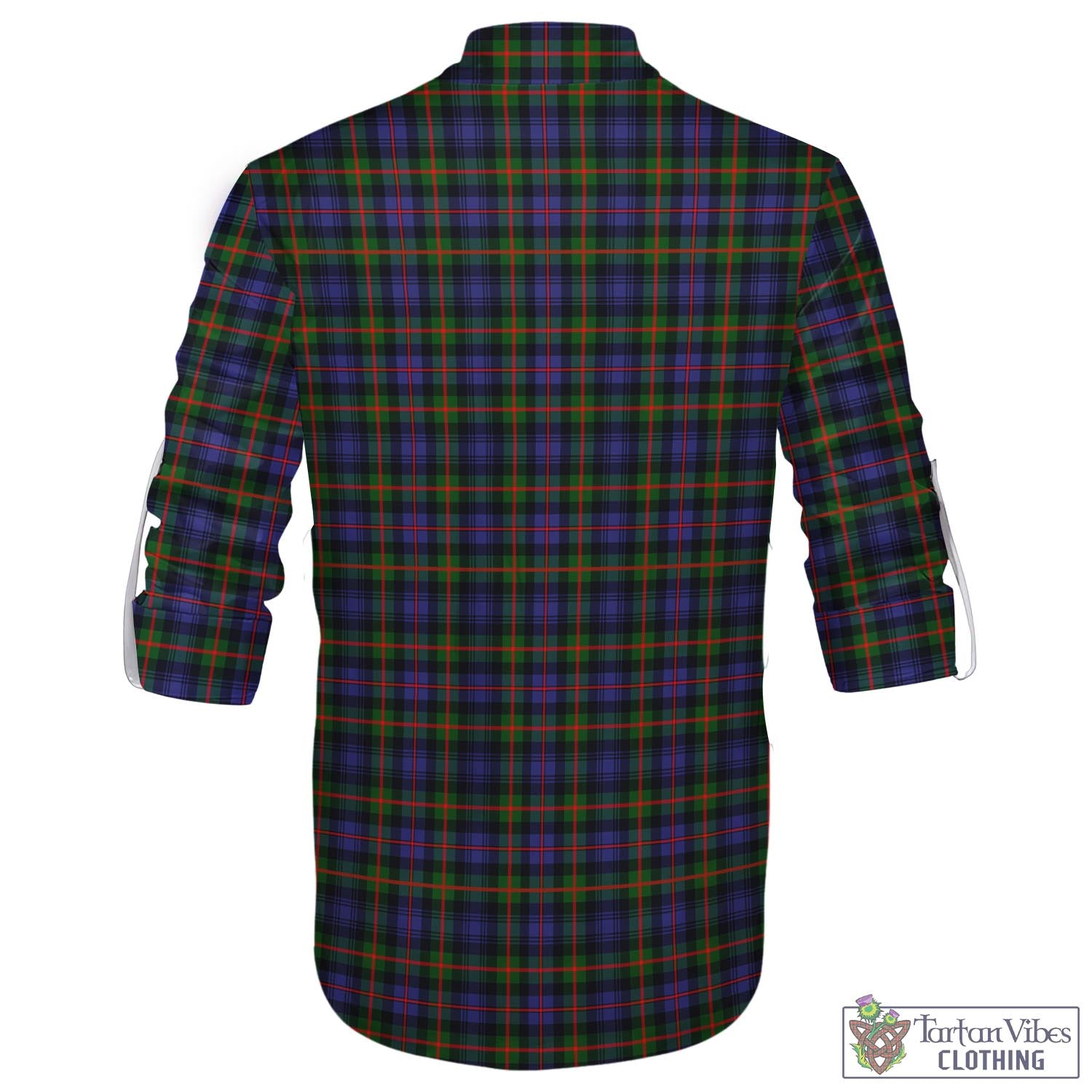 Tartan Vibes Clothing Fleming Tartan Men's Scottish Traditional Jacobite Ghillie Kilt Shirt with Family Crest