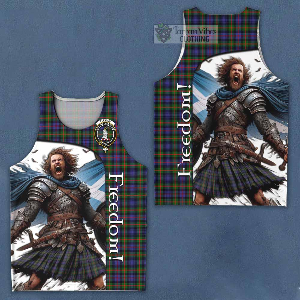 Tartan Vibes Clothing Fleming Crest Tartan Men's Tank Top Inspired by the Freedom of Scottish Warrior