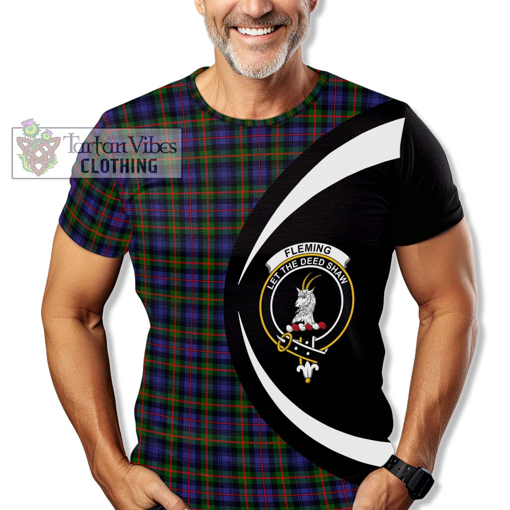 Tartan Vibes Clothing Fleming Tartan T-Shirt with Family Crest Circle Style