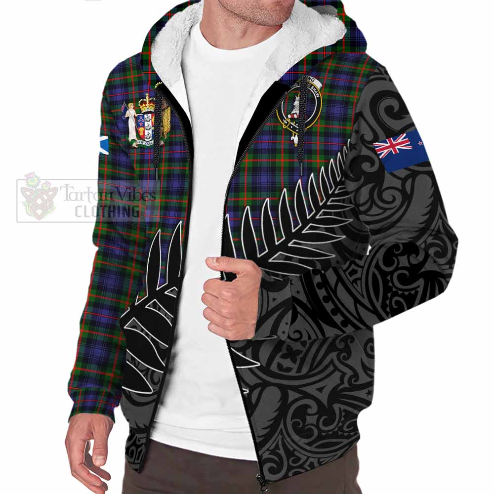 Tartan Vibes Clothing Fleming Crest Tartan Sherpa Hoodie with New Zealand Silver Fern Half Style