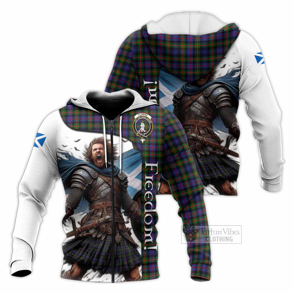 Tartan Vibes Clothing Fleming Crest Tartan Knitted Hoodie Inspired by the Freedom of Scottish Warrior